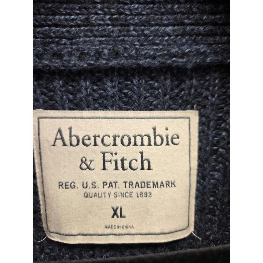 Abercrombie & Fitch Mens Shawl Collar Cardigan Sweater Navy Blue Marl XL Heavy